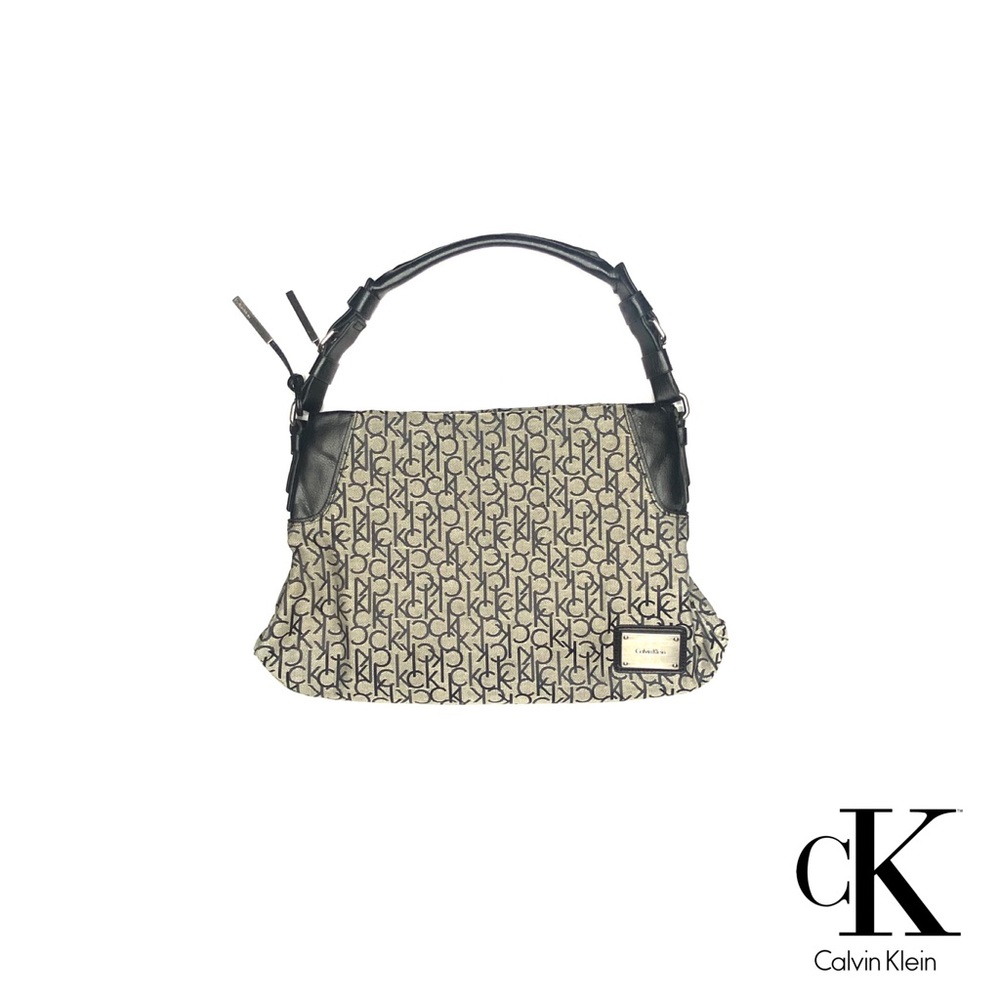 calvin klein monogram jacquard logo shoulder purse